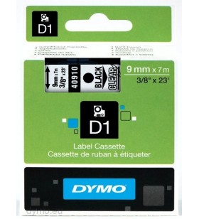 DYMO D1 Standard - Black on Transparent - 9mm benzi pentru etichete Negru pe transparente