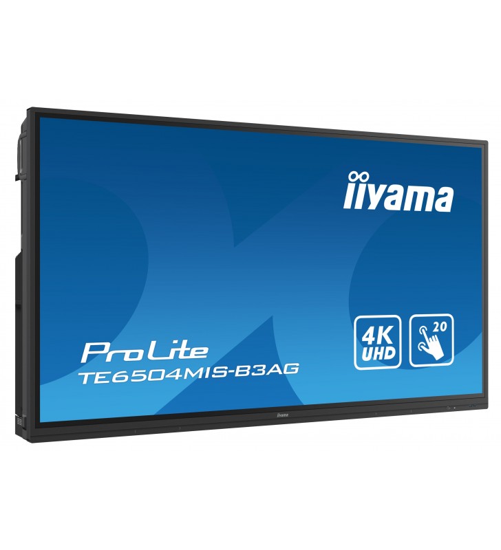 iiyama TE6504MIS-B3AG visualizzatore di messaggi Pannello piatto interattivo 165,1 cm (65") Wi-Fi 400 cd/m² 4K Ultra HD Nero