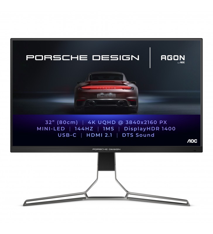 AOC Porsche PD32M LED display 80 cm (31.5") 3840 x 2160 Pixel 4K Ultra HD IPS Nero, Grigio