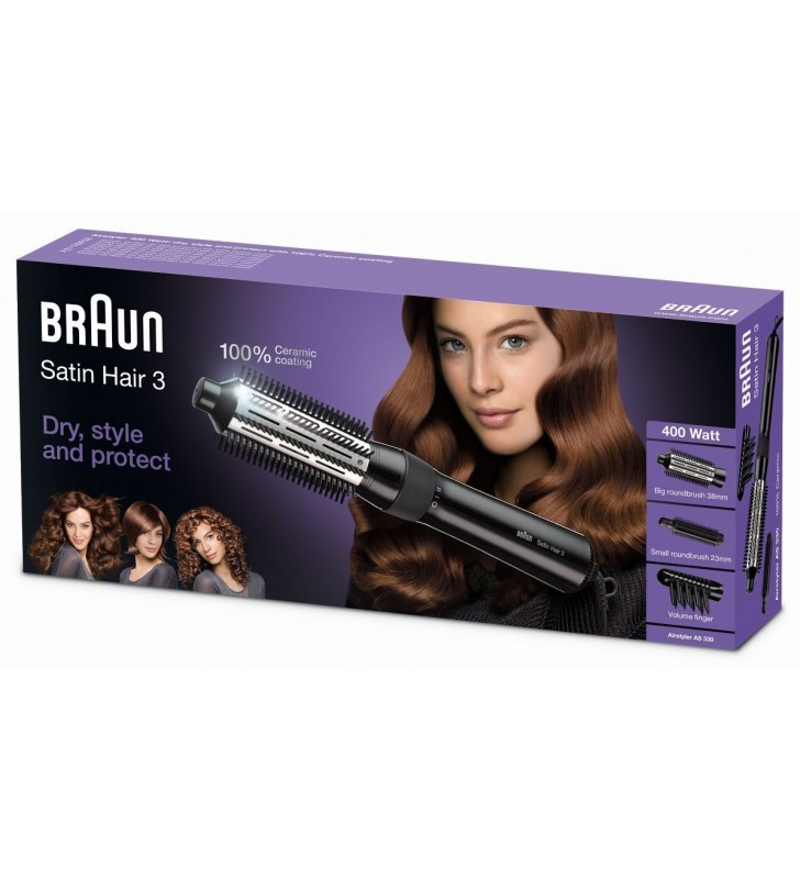Braun Satin Hair 3 AS330 Modellatore Ad Aria Per Capelli Accessoriato Con Volumizzatore E Spazzola Rotonda Piccola