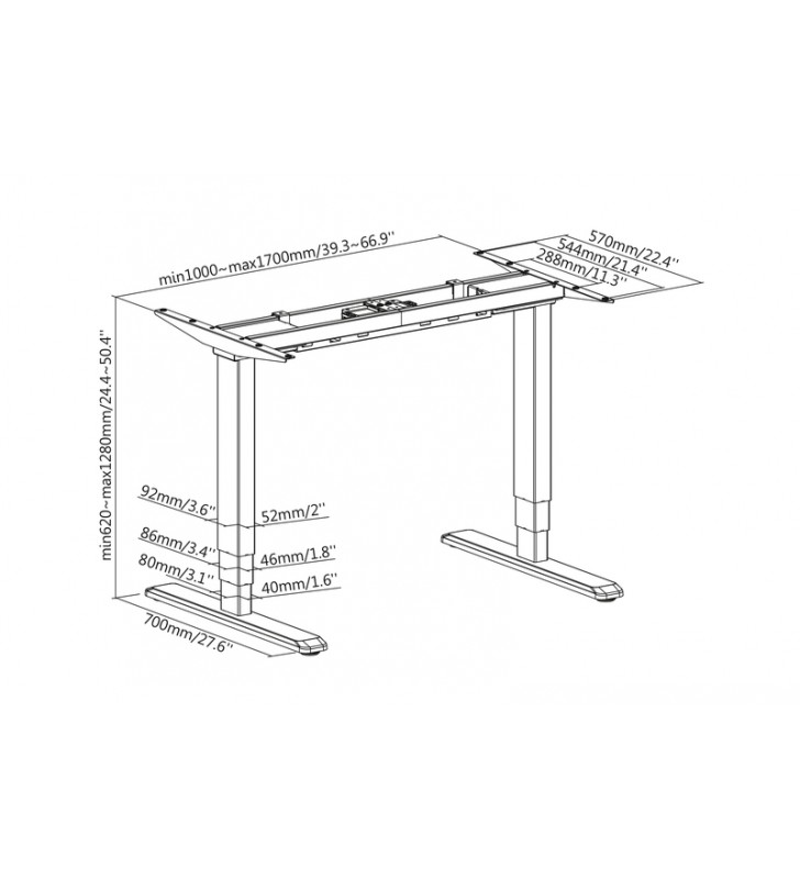 DIGITUS Electrically Height-Adjustable Table Frame