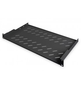 1U fixed shelf for racks from 400 mm depth 45x483x250 mm, up to 15 kg, black (RAL 9005)