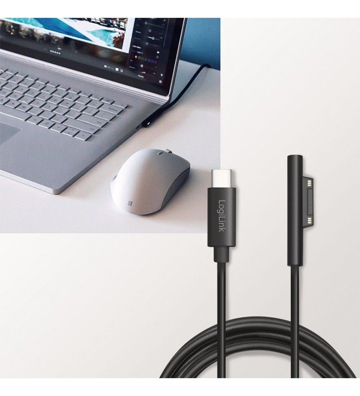 CABLU alimentare LOGILINK, pt. Microsoft Surface, USB Type-C (T) la Surface conncetor,  1.8m, black, "PA0224"