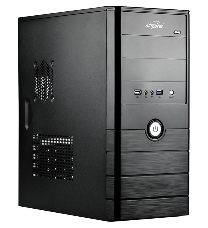 CARCASA SPIRE Middle-Tower  ATX,  sursa 420W, front USB &amp audio, suport 2x 80mm fan, black, sursa 420W "SP1071B-420W-E1"