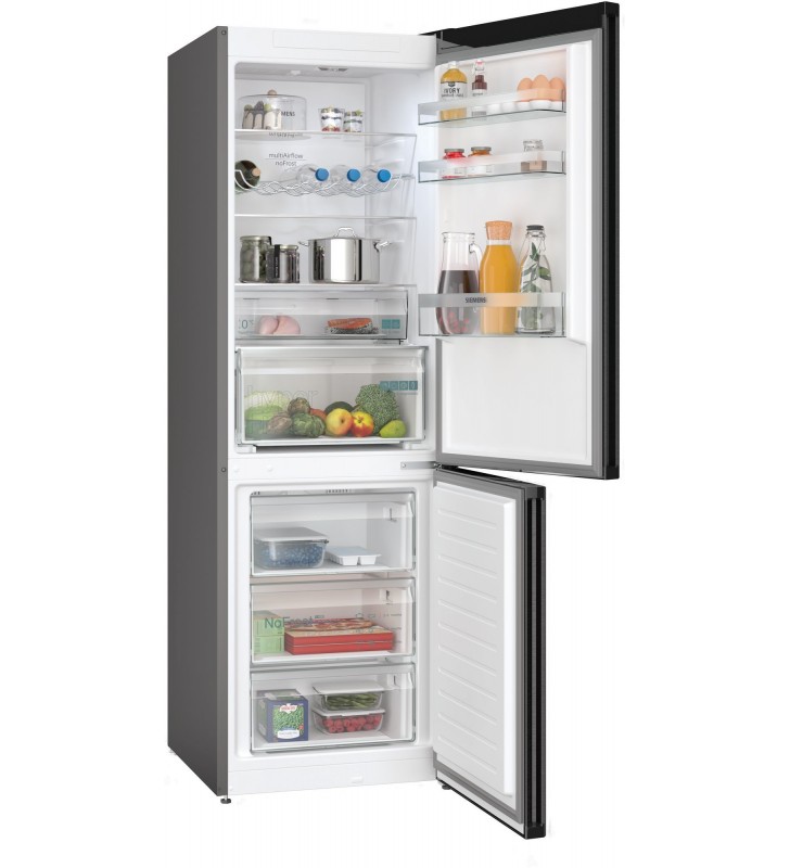 Siemens iQ300 KG36NXXDF frigorifero con congelatore Libera installazione 321 L D Nero, Acciaio inossidabile