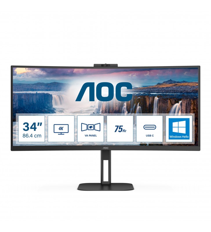 AOC V5 CU34V5CW 86,4 cm (34") 3440 x 1440 Pixel Wide Quad HD LED Nero
