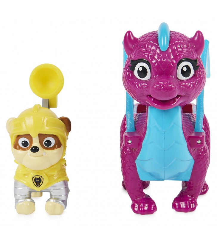 PAW Patrol Set di action figure Rubble and Dragon Blizzie Rescue Knights, giocattoli per bambini dai 3 anni in su