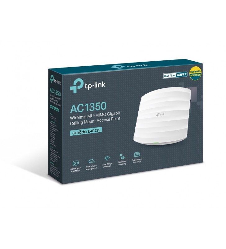 TP-LINK EAP225 router wireless Bandă dublă (2.4 GHz/ 5 GHz) Gigabit Ethernet Alb