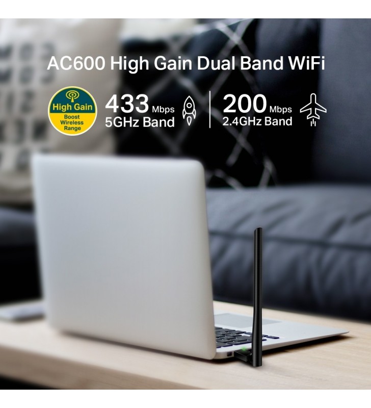 TP-LINK AC600 High Gain Wireless Dual Band USB Adapter WLAN 600 Mbit/s Intern