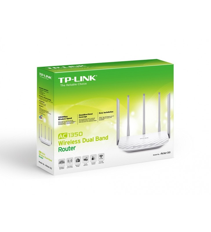 TP-LINK Archer C60 router wireless Bandă dublă (2.4 GHz/ 5 GHz) Fast Ethernet Alb