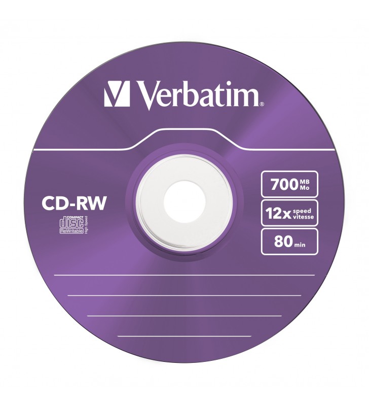 Verbatim CD-RW Colour 12x 700 Mega bites 5 buc.