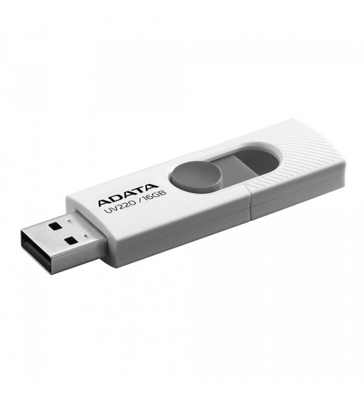USB Flash Drive ADATA UV220 16Gb, white/gray retail, USB 2.0 "AUV220-16G-RWHGY"