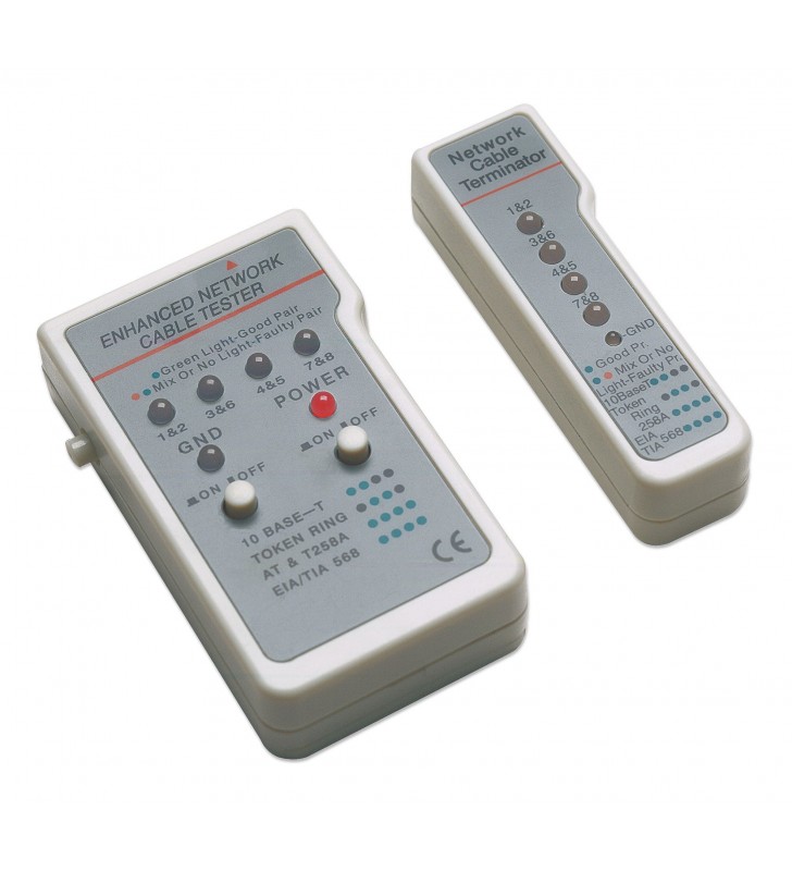 Intellinet 351898 dispozitiv de testare cabluri de rețea Tester cablu UTP/STP Gri