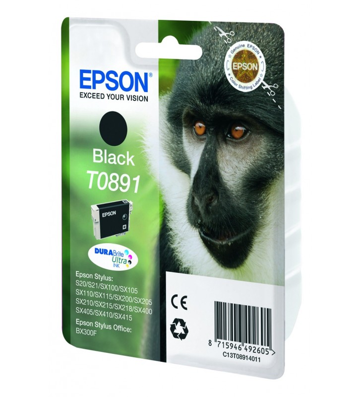 Epson Monkey Singlepack Black T0891 DURABrite Ultra Ink