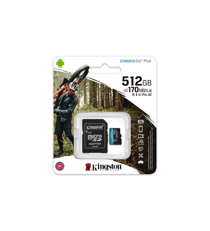 Kingston Technology Canvas Go! Plus memorii flash 512 Giga Bites MicroSD Clasa 10 UHS-I