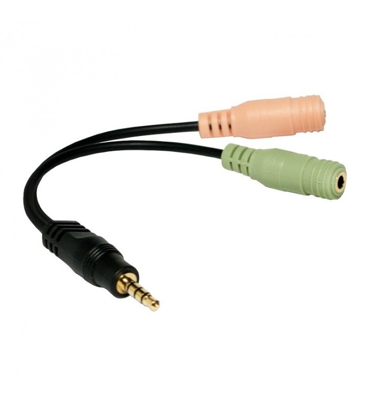 Audio adapter 3.5 stereo 4p. male to 2 x 3.5stereo female "CA0021"