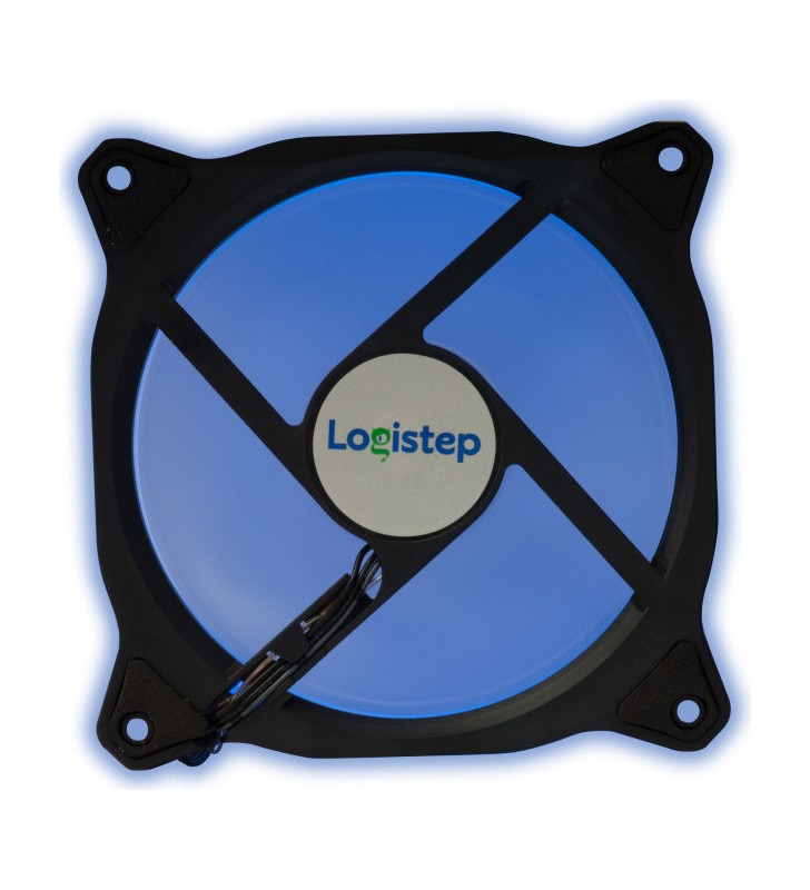 VENTILATOR LogiStep PC 120x120x26 mm, BLUE ring of light, Fluid Bearing, 53CFM, conector 4-pin "LS-F12-BL"