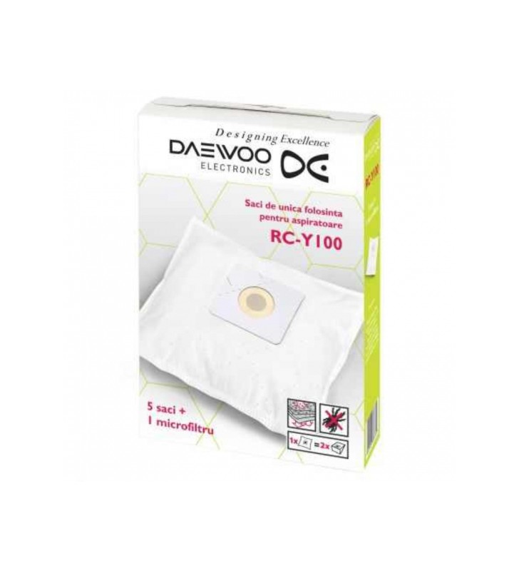 Saci aspiratoare Daewoo ( compatibili cu seriile de aspiratoare RC-L381, 230R, 220R), 5 buc + 1 filtru