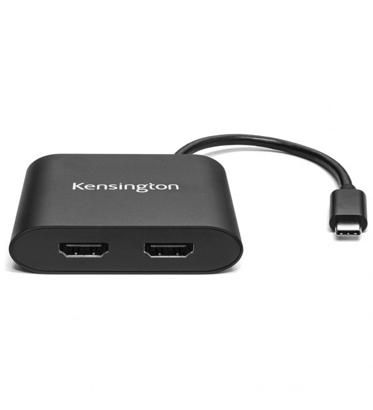 CABLU video KENSINGTON, adaptor USB 3.1 Type-C (T) la dual HDMI 1.4 (M), 11cm, rezolutie maxima 4K UHD (3840 x 2160) la 30 Hz, negru, "K38286WW"
