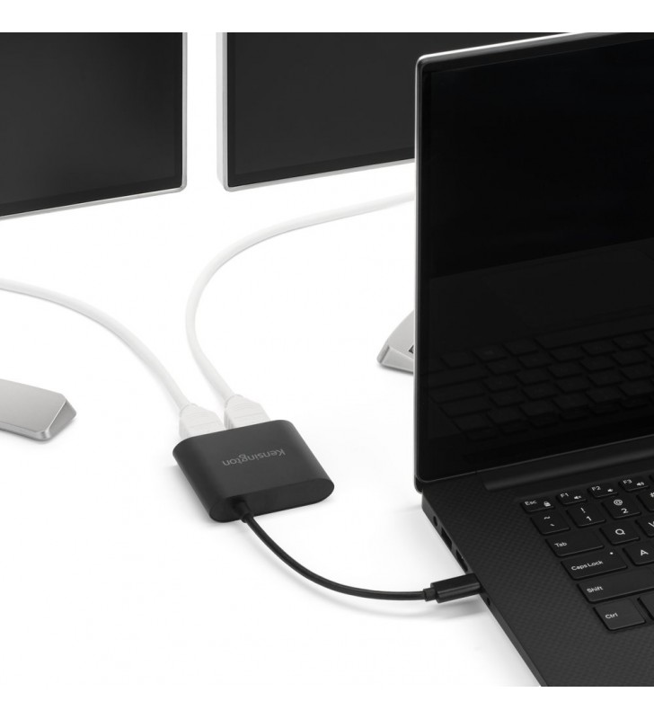 CABLU video KENSINGTON, adaptor USB 3.1 Type-C (T) la dual HDMI 1.4 (M), 11cm, rezolutie maxima 4K UHD (3840 x 2160) la 30 Hz, negru, "K38286WW"