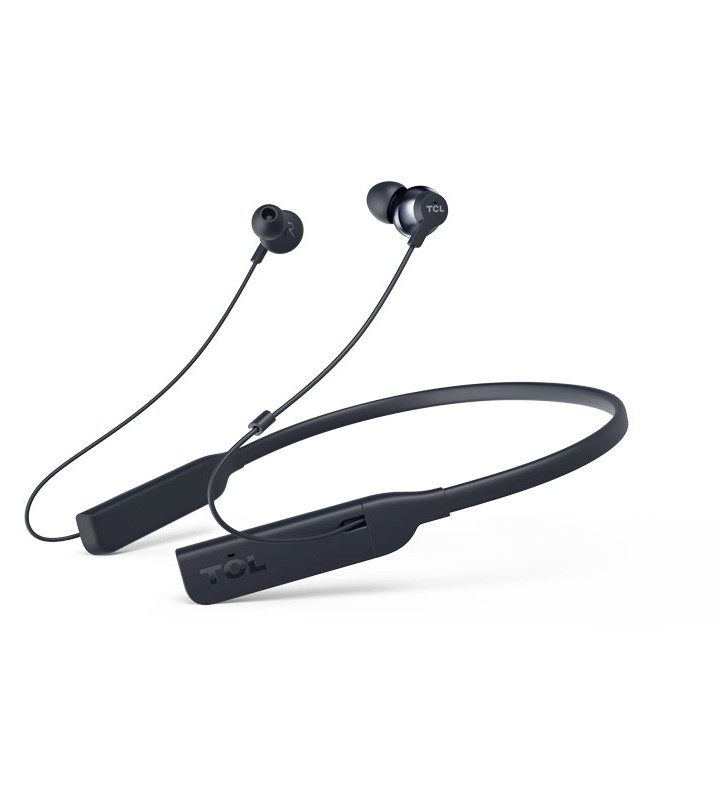 TCL Neckband (in-ear) Bluetooth + ANC Headset, HRA, Frequency: 8-40K, Sensitivity: 100 dB, Driver Size: 12.2mm, Impedence: 32 Ohm, Acoustic system: closed, Max power input: 30mW, Bluetooth (BT 4.2) & 3.5mm jack,HiRes Audio & ANC, Color Midnight Blue
