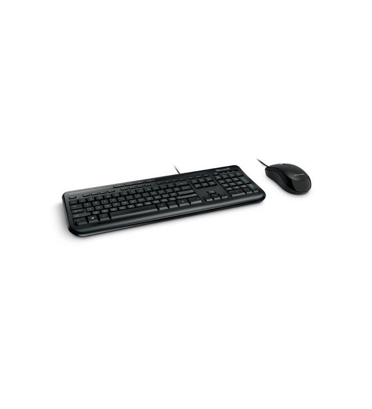 KIT wired MICROSOFT USB, multimedia, tastatura + mouse 3 butoane, negru, "Desktop 600" "APB-00013" (include TV 0.5 Lei)