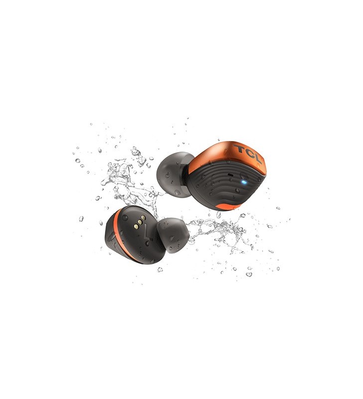 TCL In-Ear True Wireless Bluetooth Headset, Frequency of response 10-22K, Sensitivity 100 dB, Driver Size 6mm, Impedence 14 Ohm, Max power 20mW, Wireless Charging, Playtime 6.5h/33h, IPX5, Bluetooth 5.0, A2DP, AVRCP, HFP,HSP, USB-C, Color Copper Dust