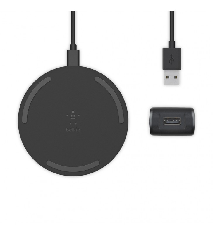 15W WIRELESS CHARGING PAD/MICROUSBCABLE W/POWER SUPP BLACK