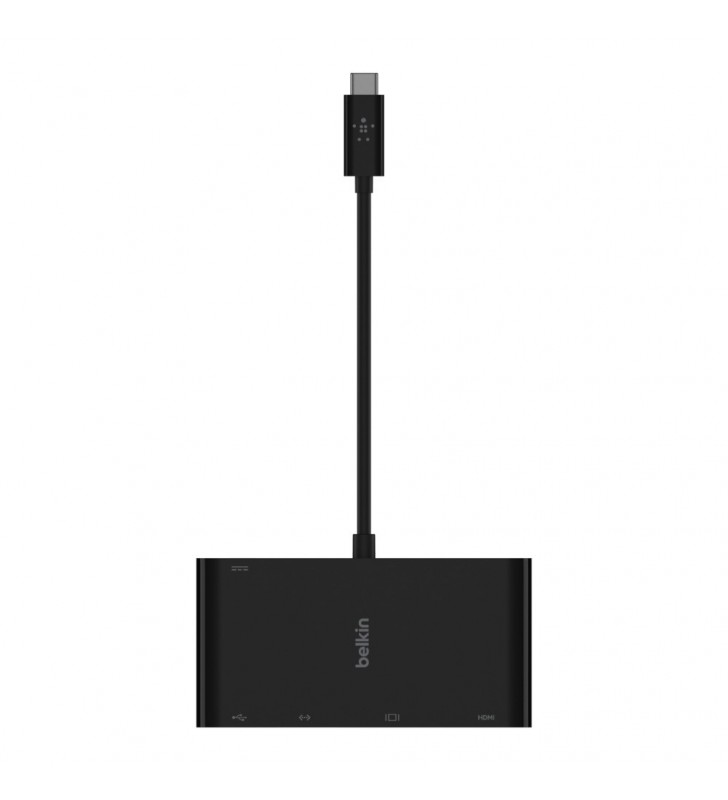 USB-C TO GIGABIT-ETHERNET/HDMI/VGA/USB-A ADAPTER 100W PD BLACK