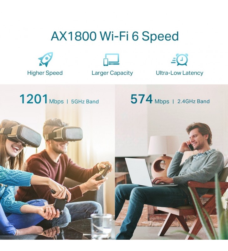 RANGE EXTENDER TP-LINK wireless  1800Mbps, 1 port Gigabit,  2 antene externe, 2.4 / 5Ghz dual band, Wi-Fi 6, "RE605X" (include timbru verde 1.5 lei)