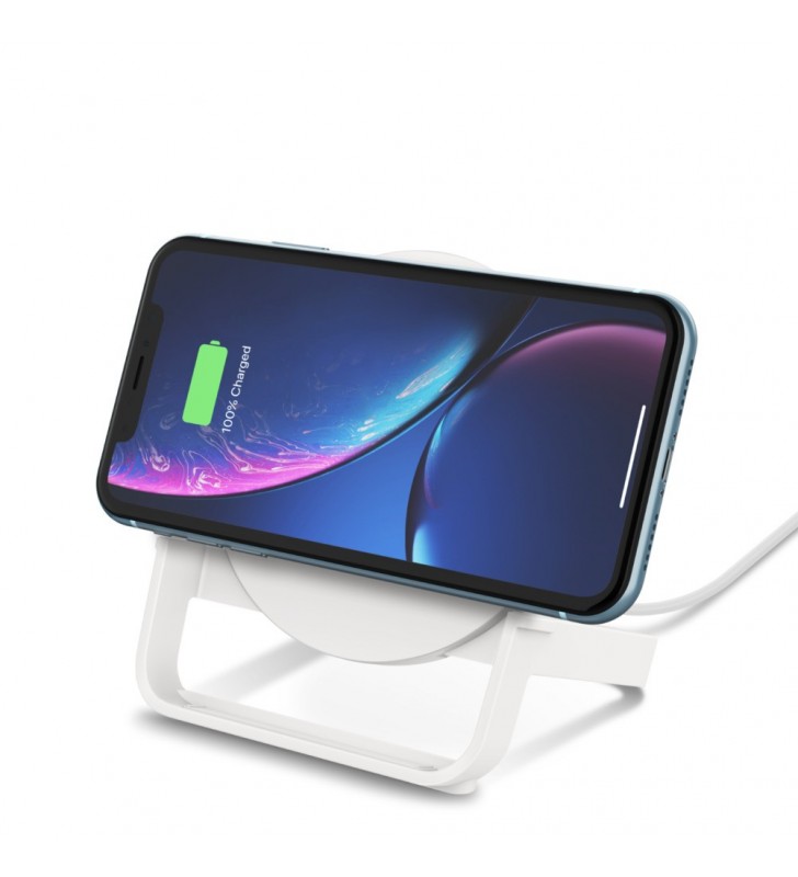 10W WIRELESS CHARGING STAND/MICROUSBCABLE W/POWER SUPP WHITE