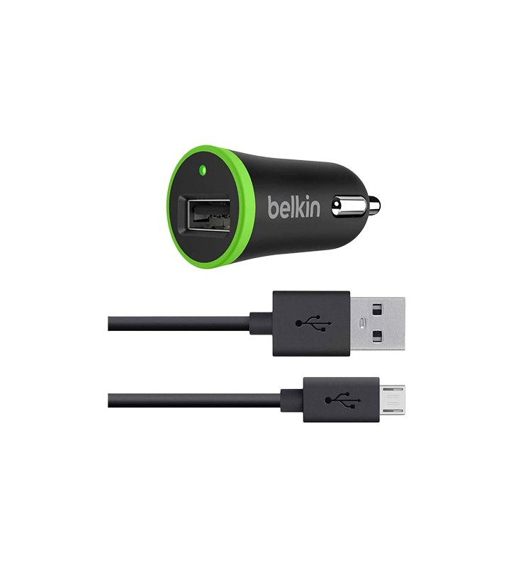 CAR CHARGER 2.4A /12W/1.2M MICRO-USB CABLE BLACK