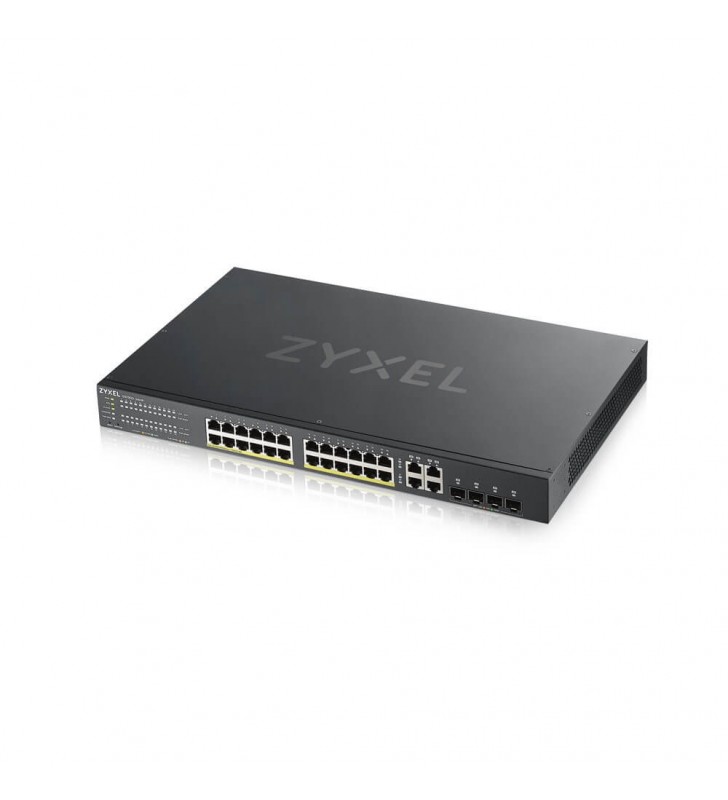 Zyxel | GS1920-24HP V2 | 24 x 10/100/1000 Mbps Mbit/s | 4 x SFP COMBO | Web Management sau Nebula Cloud | PoE | Montabil in rack