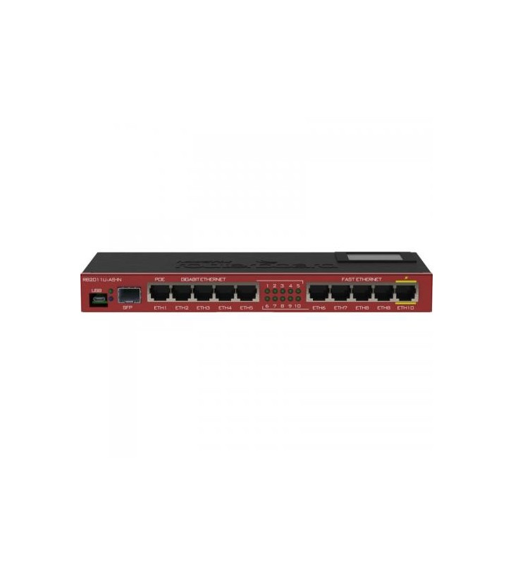 MIKROTIK RB2011UiAS-IN Router 5x RJ45 100Mb/s 5x RJ45 1000Mb/s 1x SFP 1x USB LCD