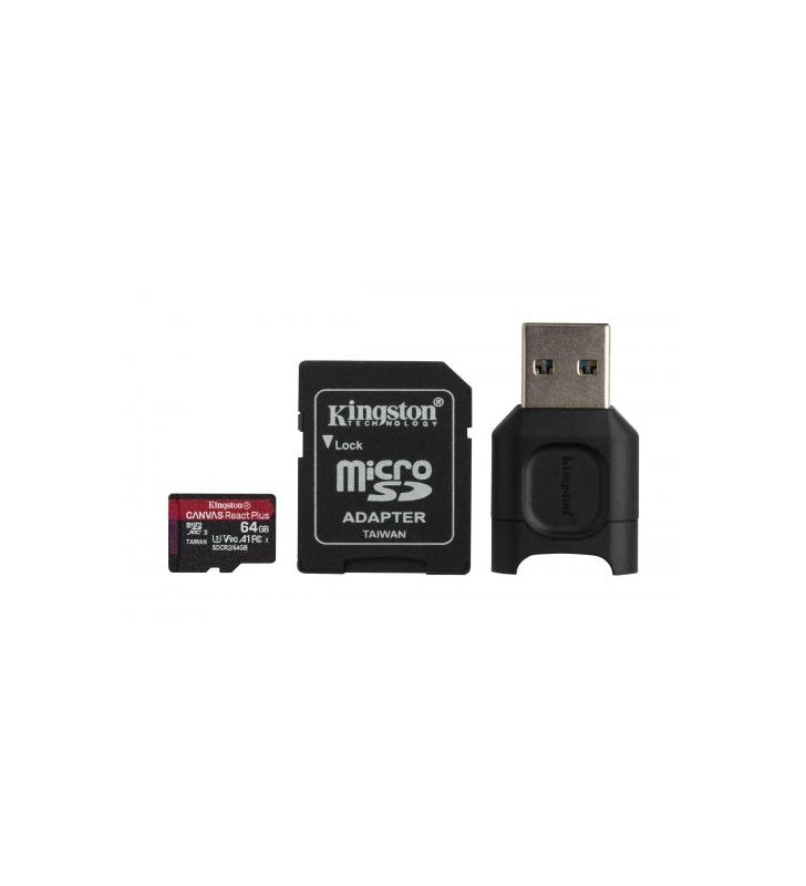 KINGSTON 64GB microSDXC React Plus SDCR2 w/Adapter + MLPM Reader
