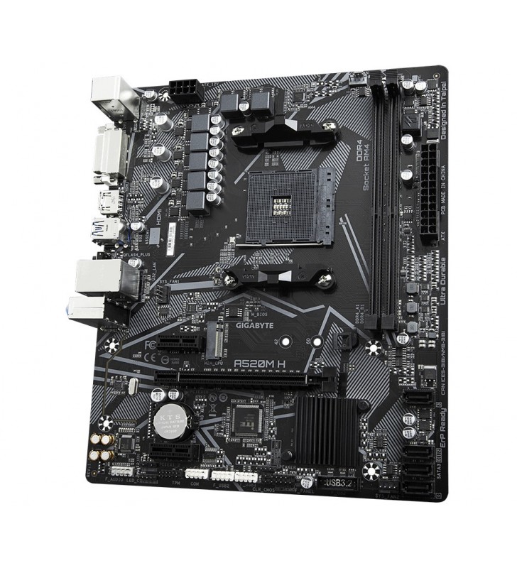Gigabyte A520M H ( AMD A520, 2xDDR4, DVI-D/ HDMI, 1xPCI x16, 2xPCI x1, 1xM.2, 4xSATA, mATX