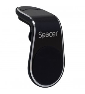 SUPORT auto SPACER pt. SmartPhone, fixare in ventilatie prin CLIPS, Prindere prin Arc, rotire 360 grade, negru, "SPCH-ARC-CLIPS"