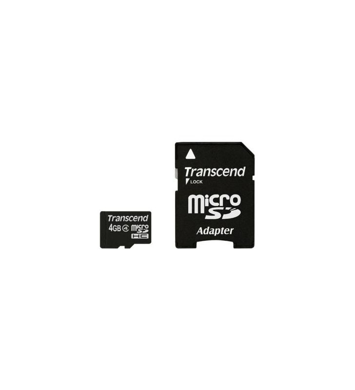 TRANSCEND TS4GUSDHC4 Transcend card memorie Micro SDHC 4GB Class 4 + adaptor