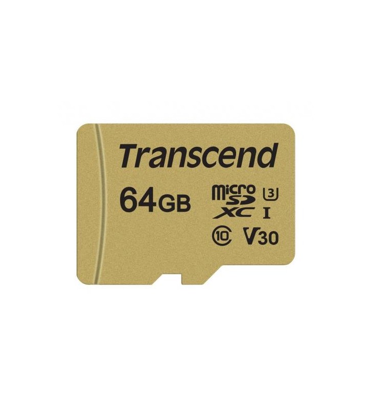 TRANSCEND TS64GUSD500S Transcend Memory card microSDXC USD500S 64GB CL10 UHS-I U3 R/W 95/60MB/S+adapter