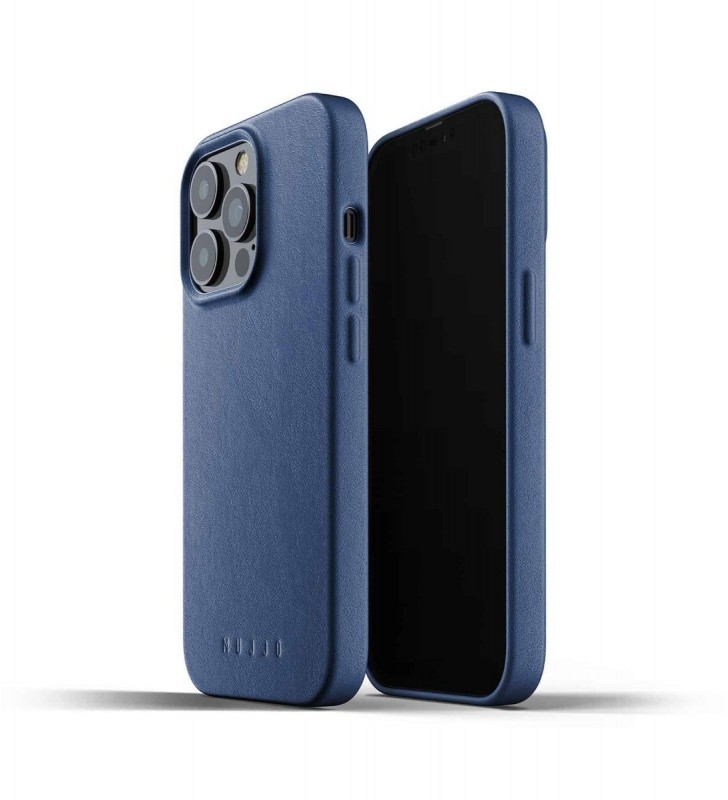 Husa de protectie Mujjo pentru iPhone 13 Pro, Piele, Monaco Blue