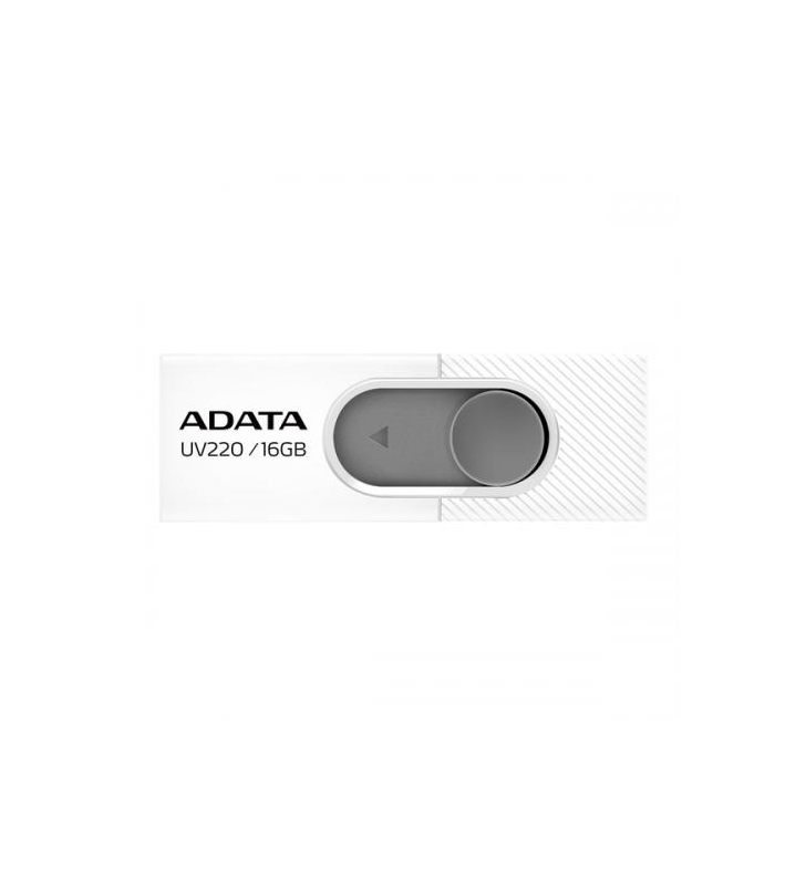 USB Flash Drive ADATA UV220 16Gb, white/gray retail, USB 2.0 "AUV220-16G-RWHGY"