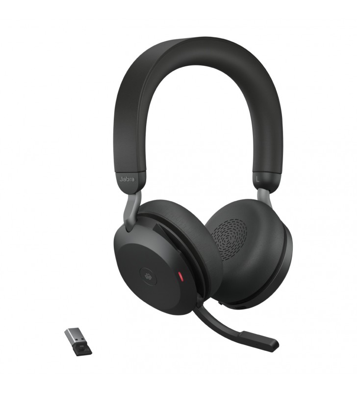 Jabra Evolve2 75, Link380a MS Stereo Black Link 380 BT adapter USB-A MS,1.2m USB-C to USB-A cable