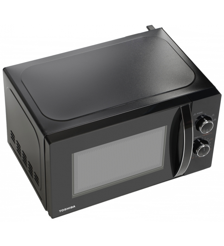 Cuptor microunde Toshiba, volum 20L, control mecanic, 800W, 4 nivele putere, iluminare LED, negru