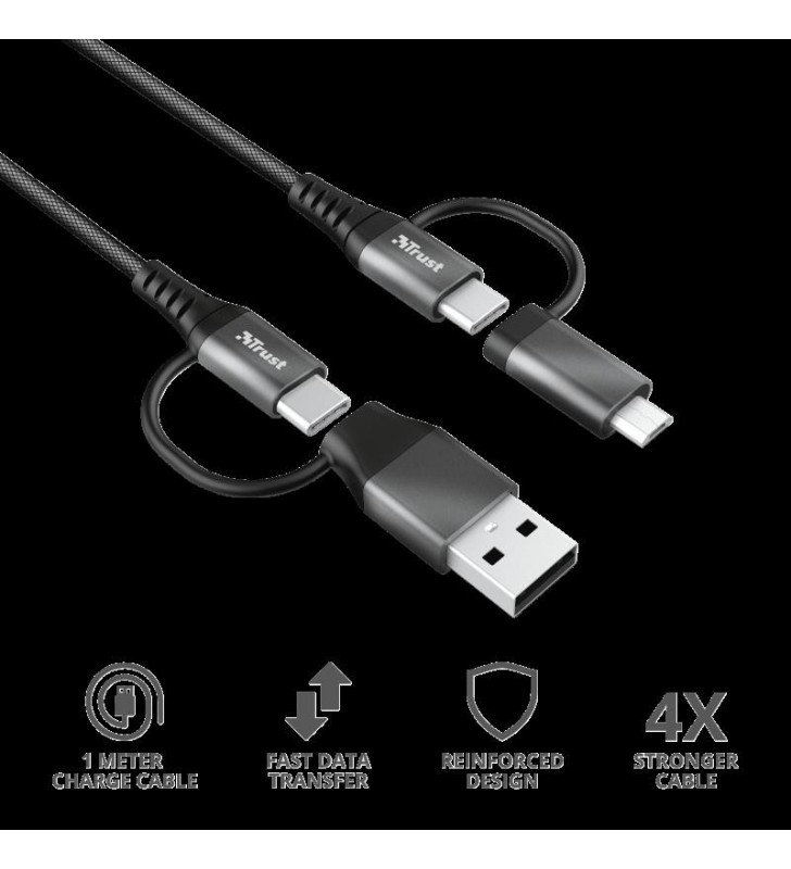 Trust Keyla Strong 4-In-1 USB Cable 1m "TR-23573" (include TV 0.06 lei)
