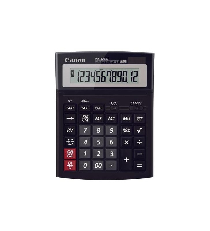 Calculator birou Canon WS-1210THB, 12 digiti, display LCD, alimentare solara si baterie, tastatura "it touch". "BE0694B002AA\