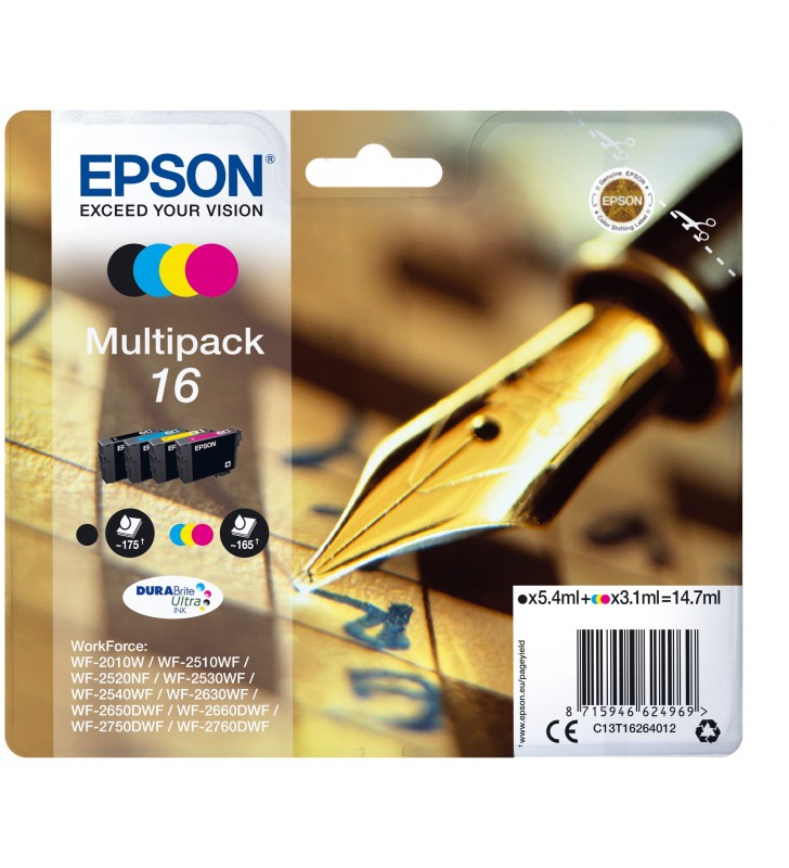 Epson 16 Multipack - 4-pack - black, yellow, cyan, magenta - original - ink cartridge