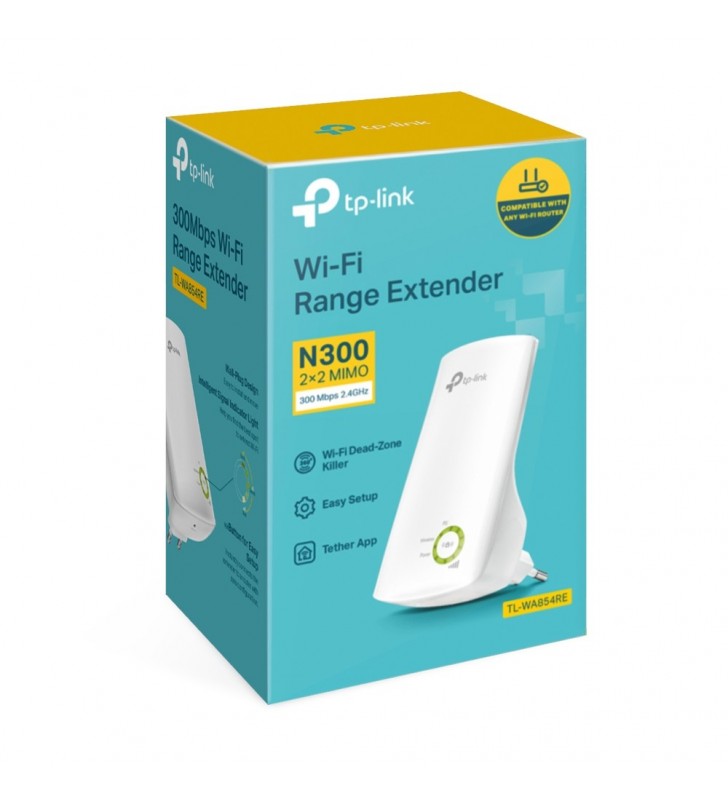 RANGE EXTENDER wireless 300Mbps, compact, fara port Ethernet, TP-LINK "TL-WA854RE"(include timbru verde 1.5 lei)